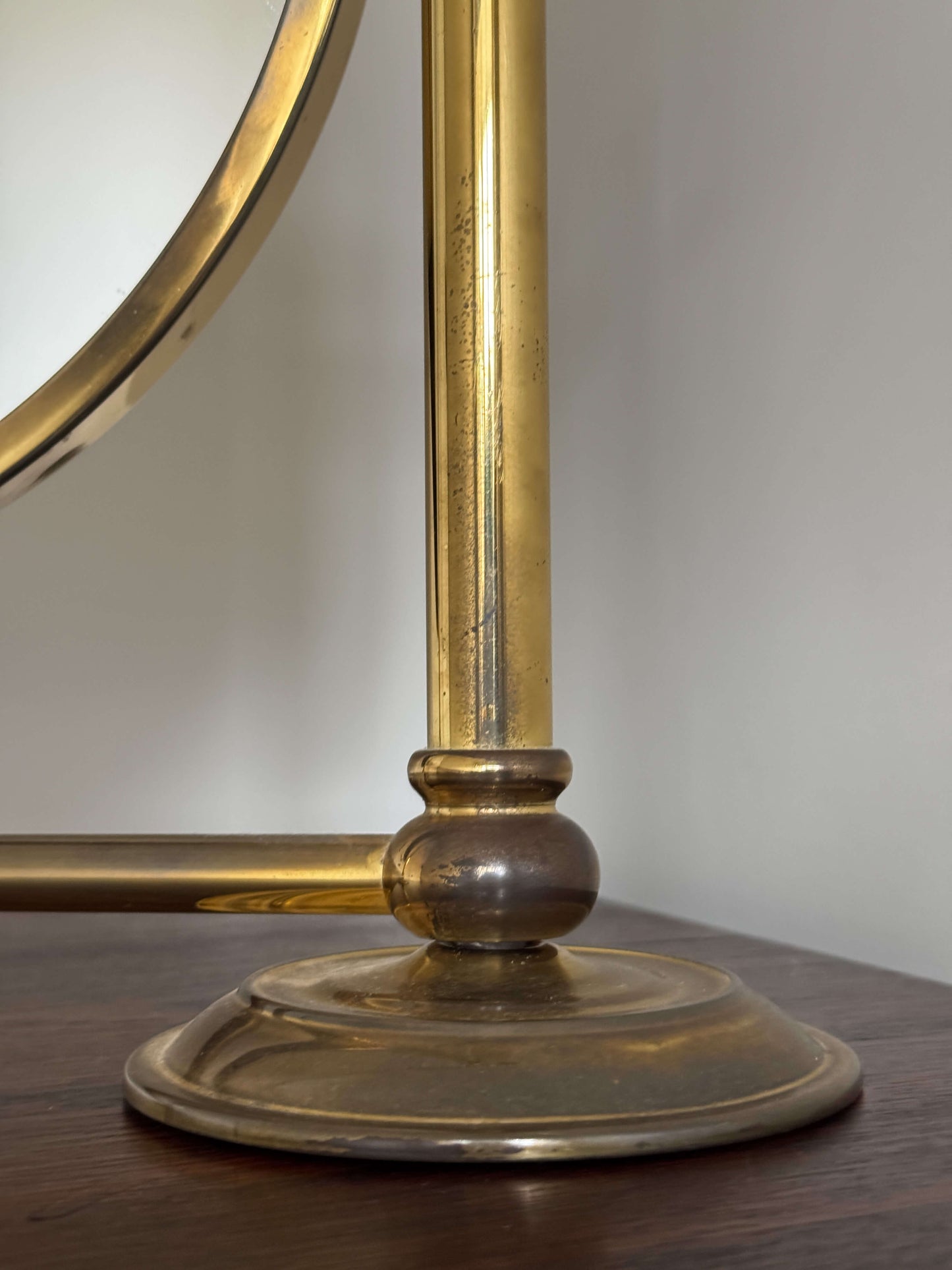 Mid-century brass table-top pill mirror