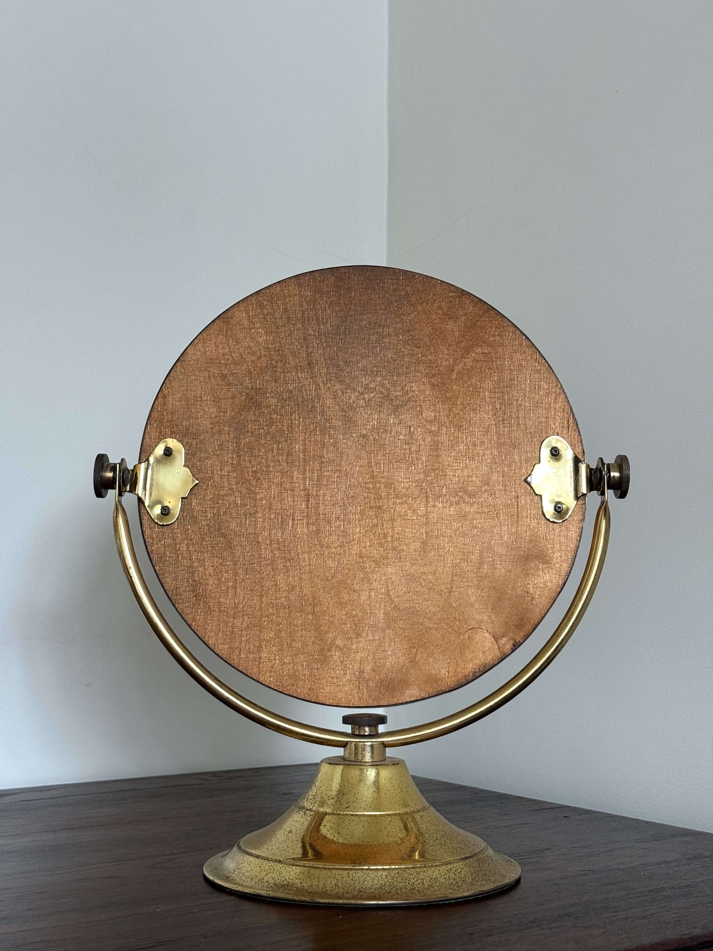 Vintage brass-plated tabletop mirror