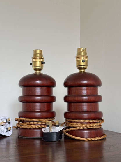 Pair of vintage ribbed table lamps