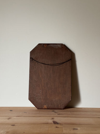 Antique oak octagonal mirror