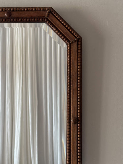 Antique oak octagonal mirror
