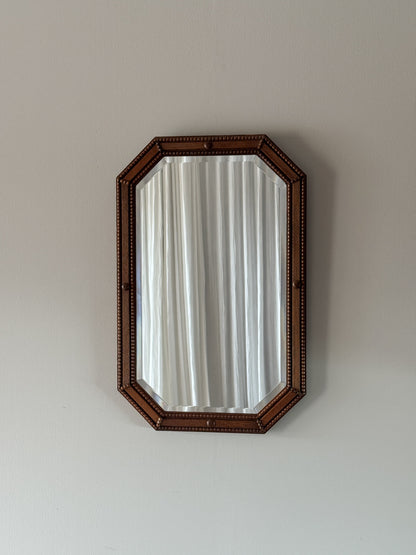 Antique oak octagonal mirror