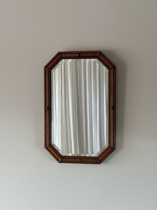 Antique oak octagonal mirror