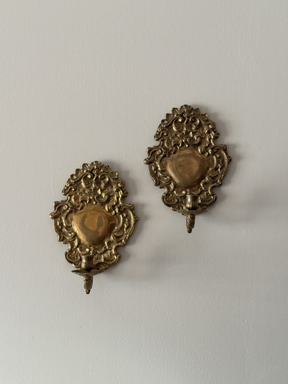 Pair of solid brass candle sconces