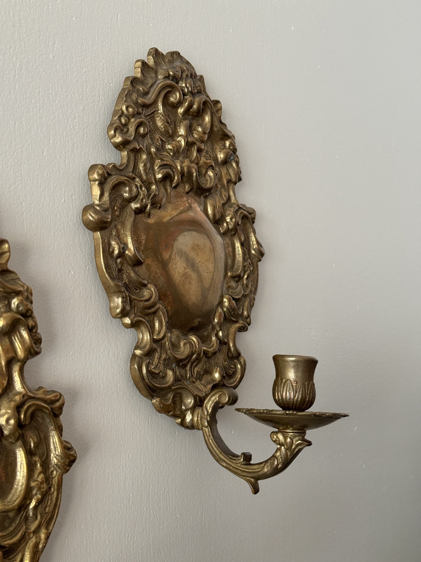 Pair of solid brass candle sconces