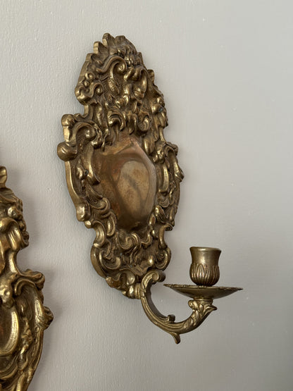 Pair of solid brass candle sconces