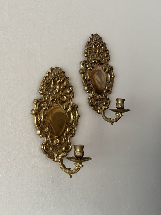 Pair of solid brass candle sconces