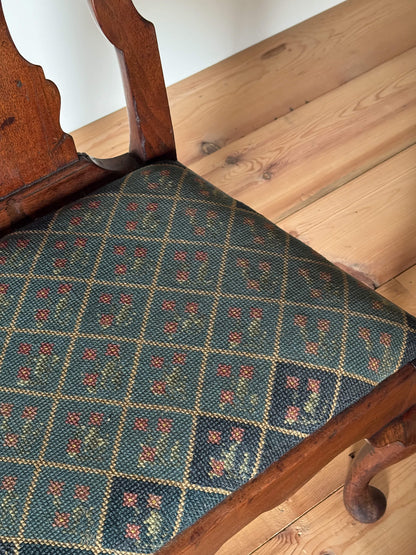 Antique Georgian country chair with needlework seat