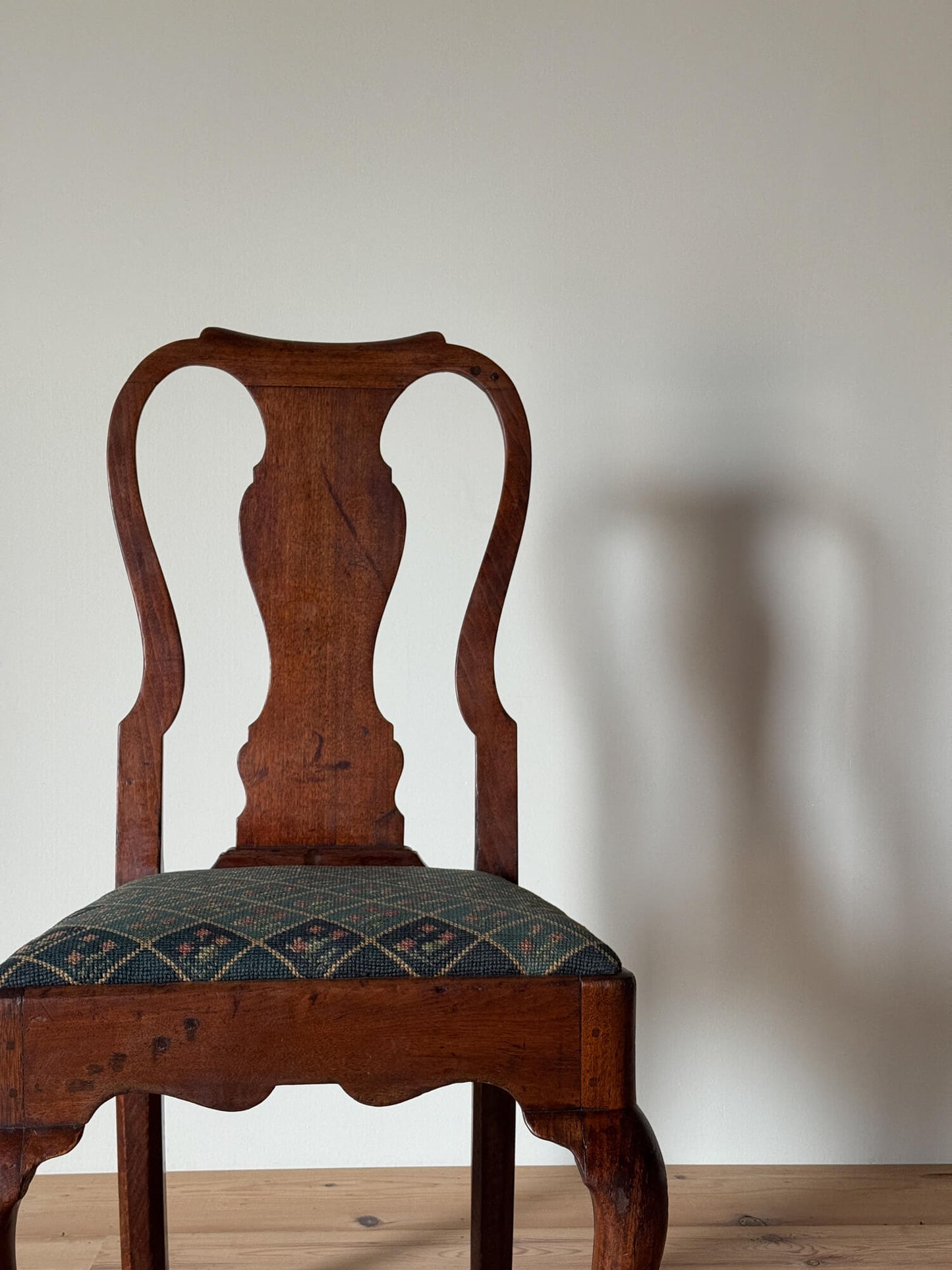Antique Georgian country chair with needlework seat