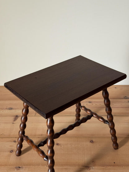French vintage rectangular bobbin side table