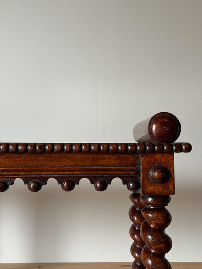 Victorian oak bench with barley twist legs