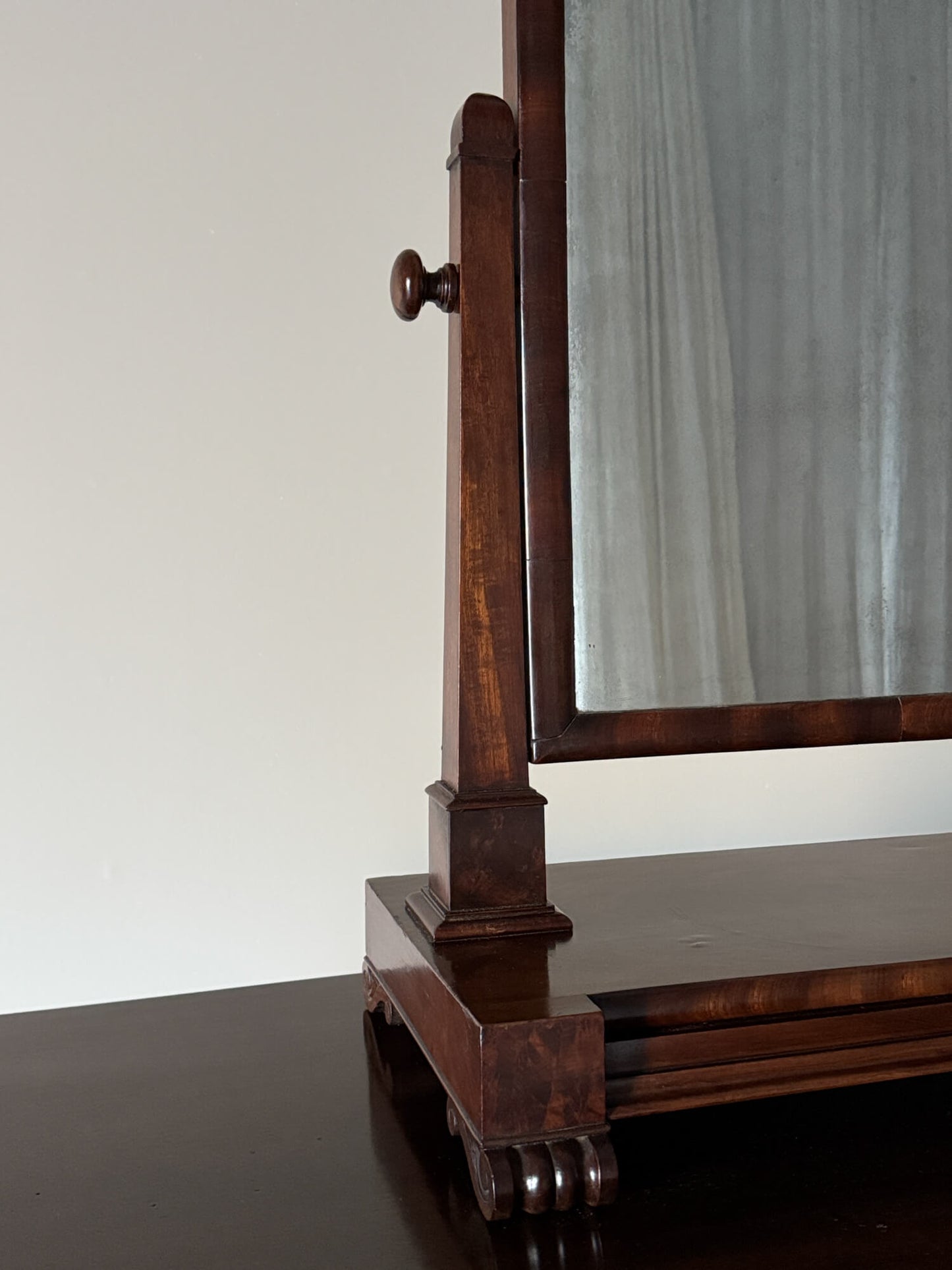 Antique Victorian mahogany table mirror with drawer