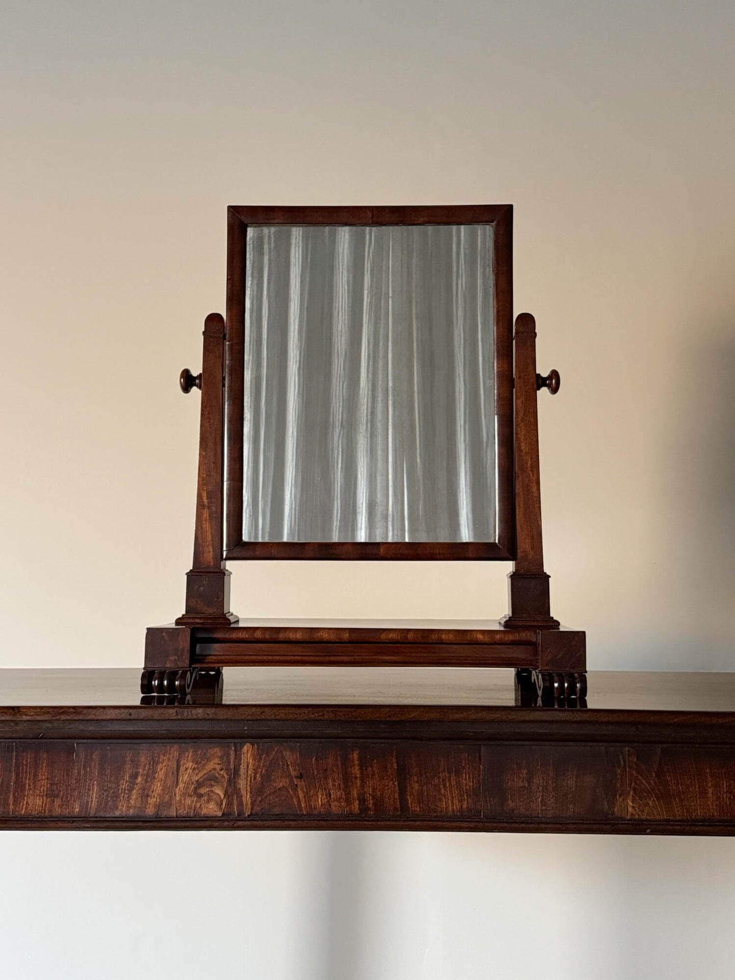 Antique Victorian mahogany table mirror with drawer