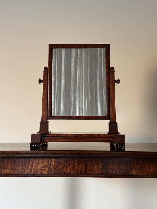 Antique Victorian mahogany table mirror with drawer