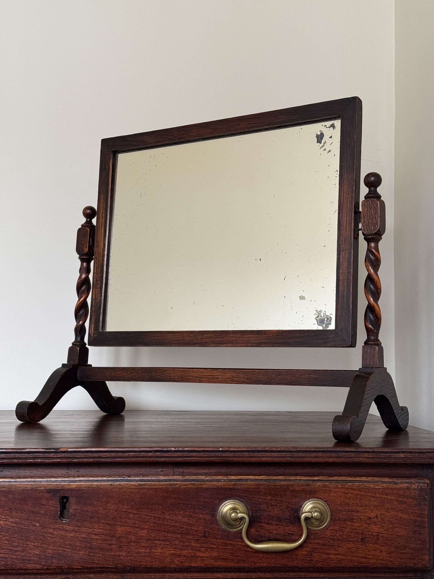 Edwardian barley twist table-top dressing mirror