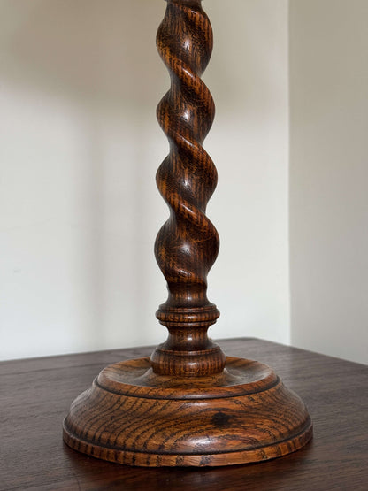 Vintage oak barley twist table lamp