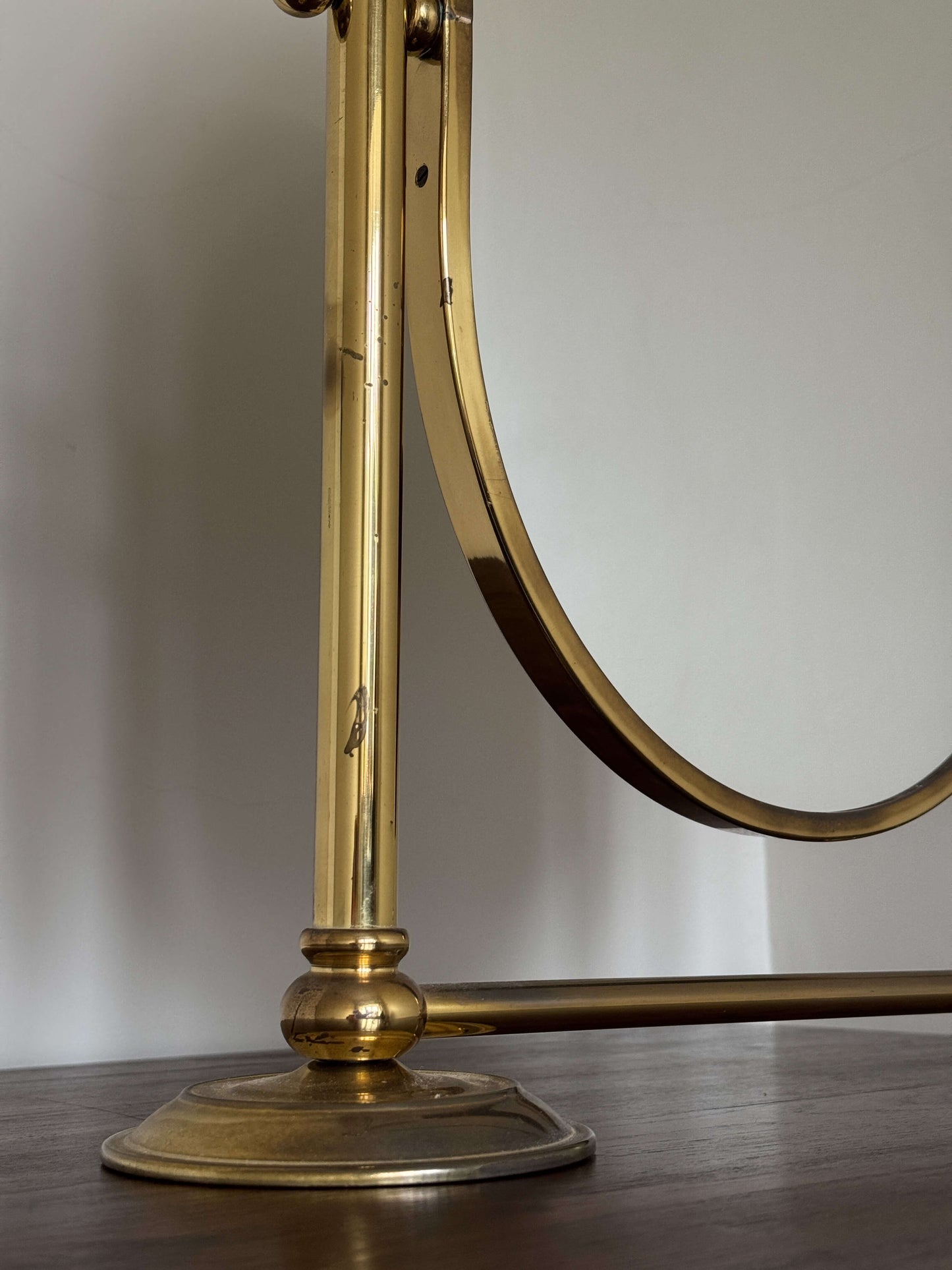 Mid-century brass table-top pill mirror