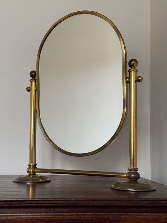 Mid-century brass table-top pill mirror