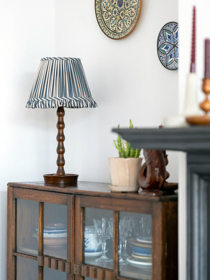 Oak bobbin teardrop table lamp