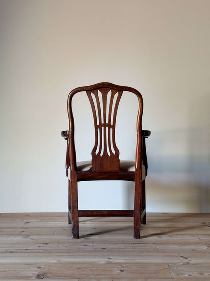 Georgian carver chair with upholstered seat
