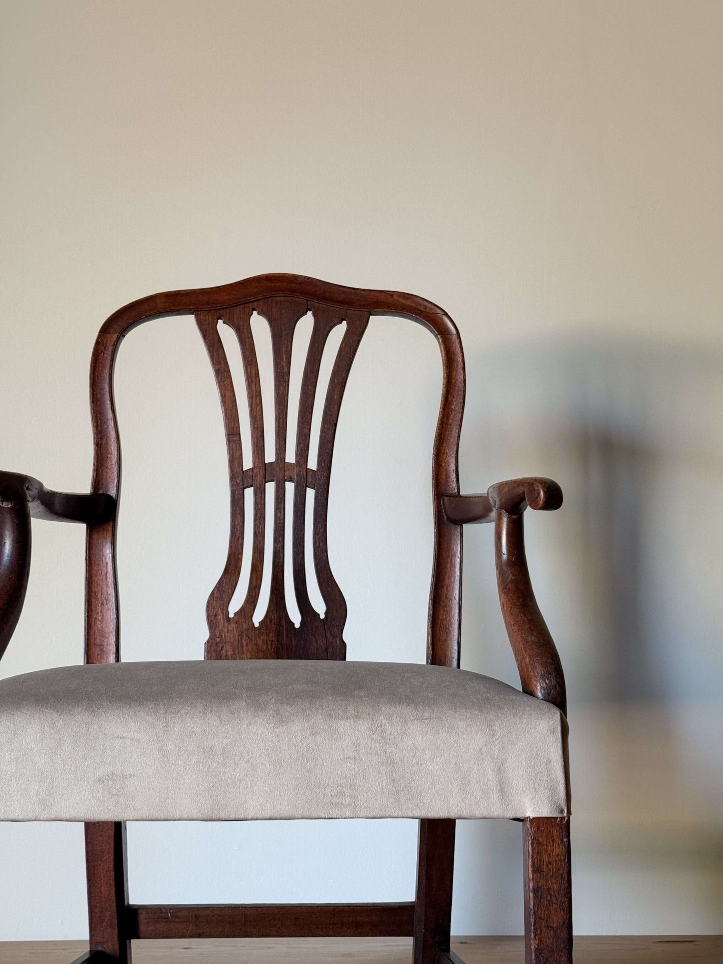 Georgian carver chair with upholstered seat