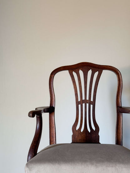 Georgian carver chair with upholstered seat