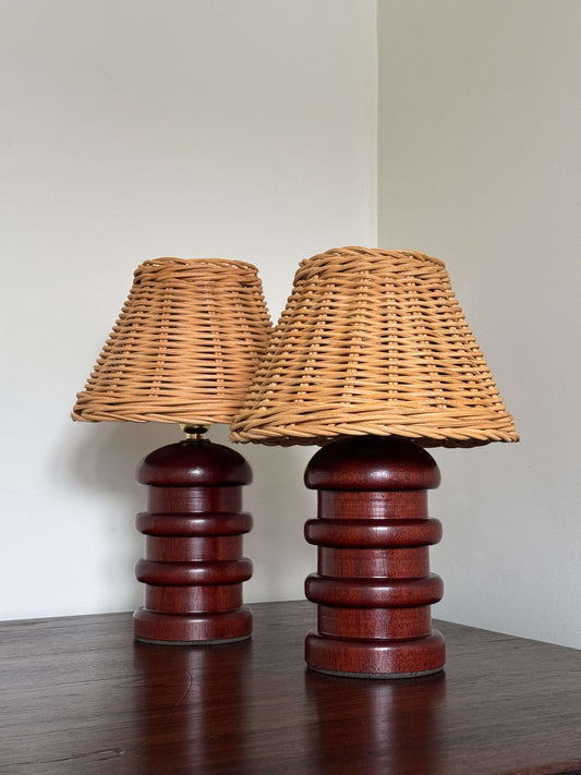 Pair of vintage ribbed table lamps