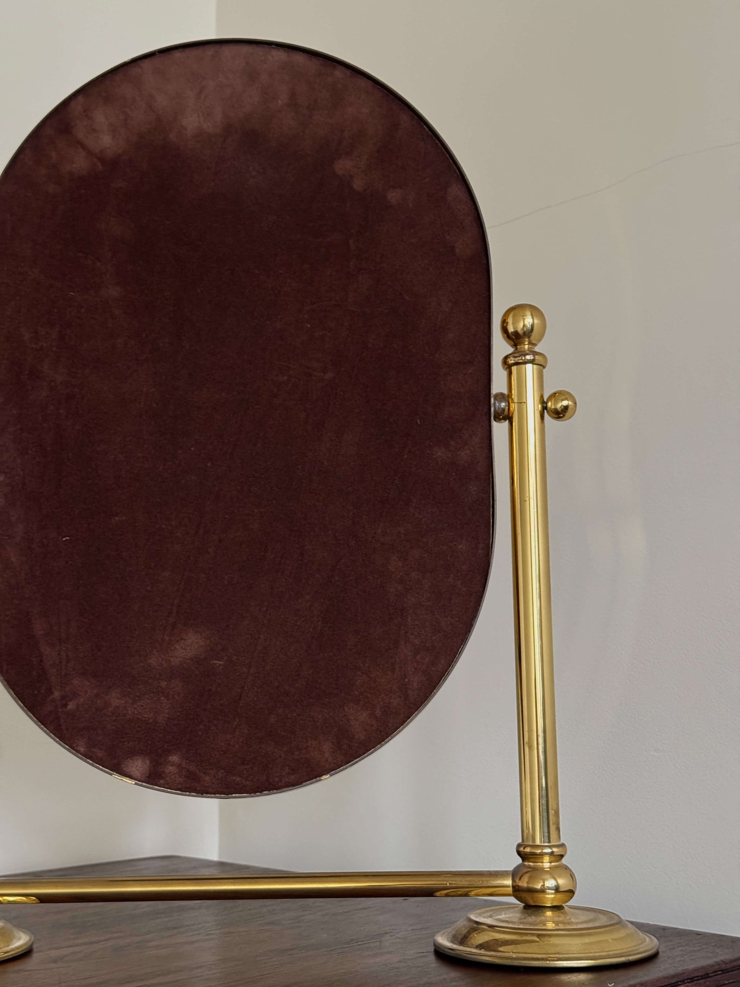 Mid-century brass table-top pill mirror