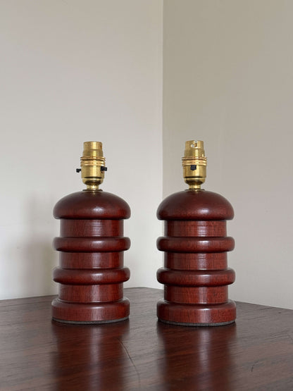 Pair of vintage ribbed table lamps