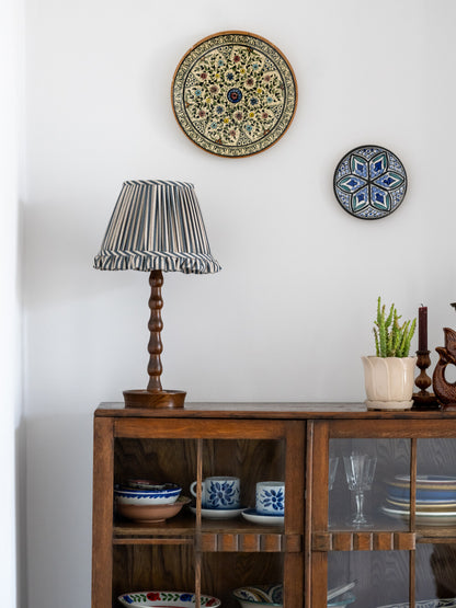 Oak bobbin teardrop table lamp