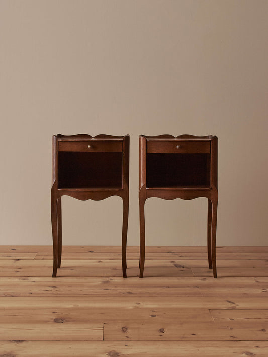 Close-pair of vintage French bedside tables