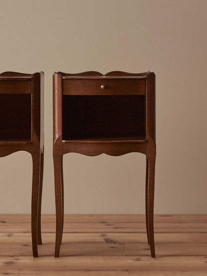 Close-pair of vintage French bedside tables