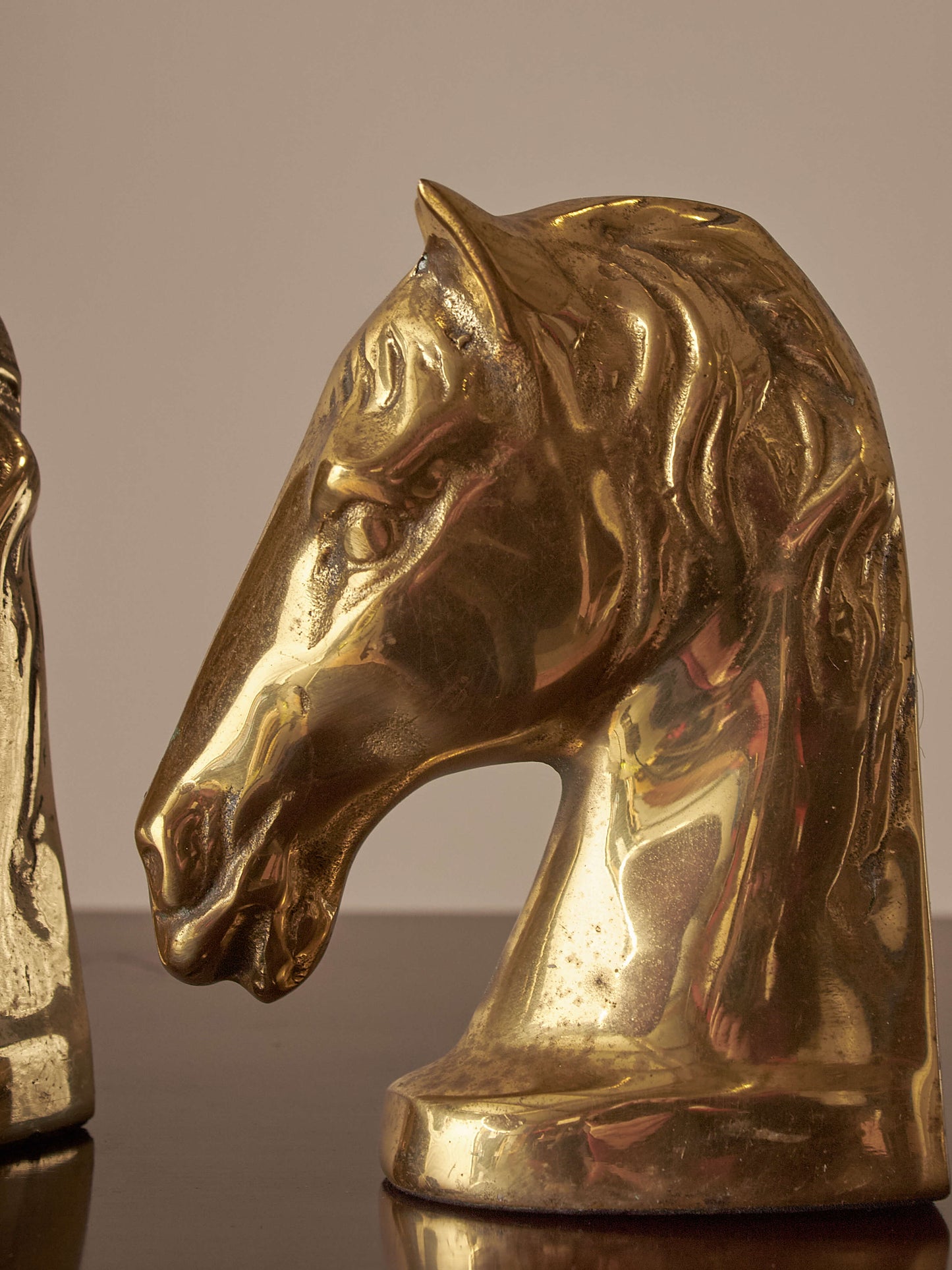 Pair of vintage cast-brass horse bookends