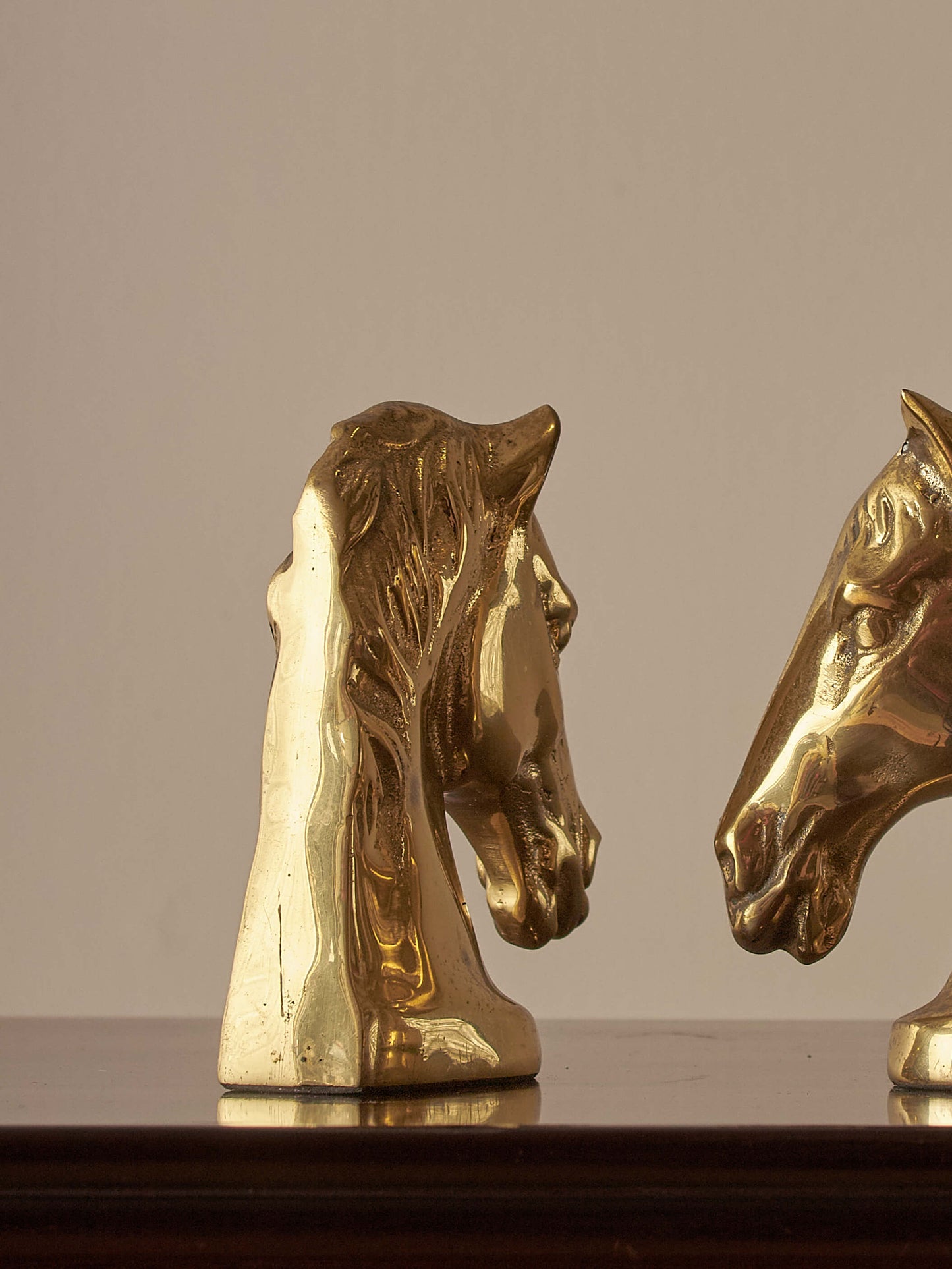 Pair of vintage cast-brass horse bookends