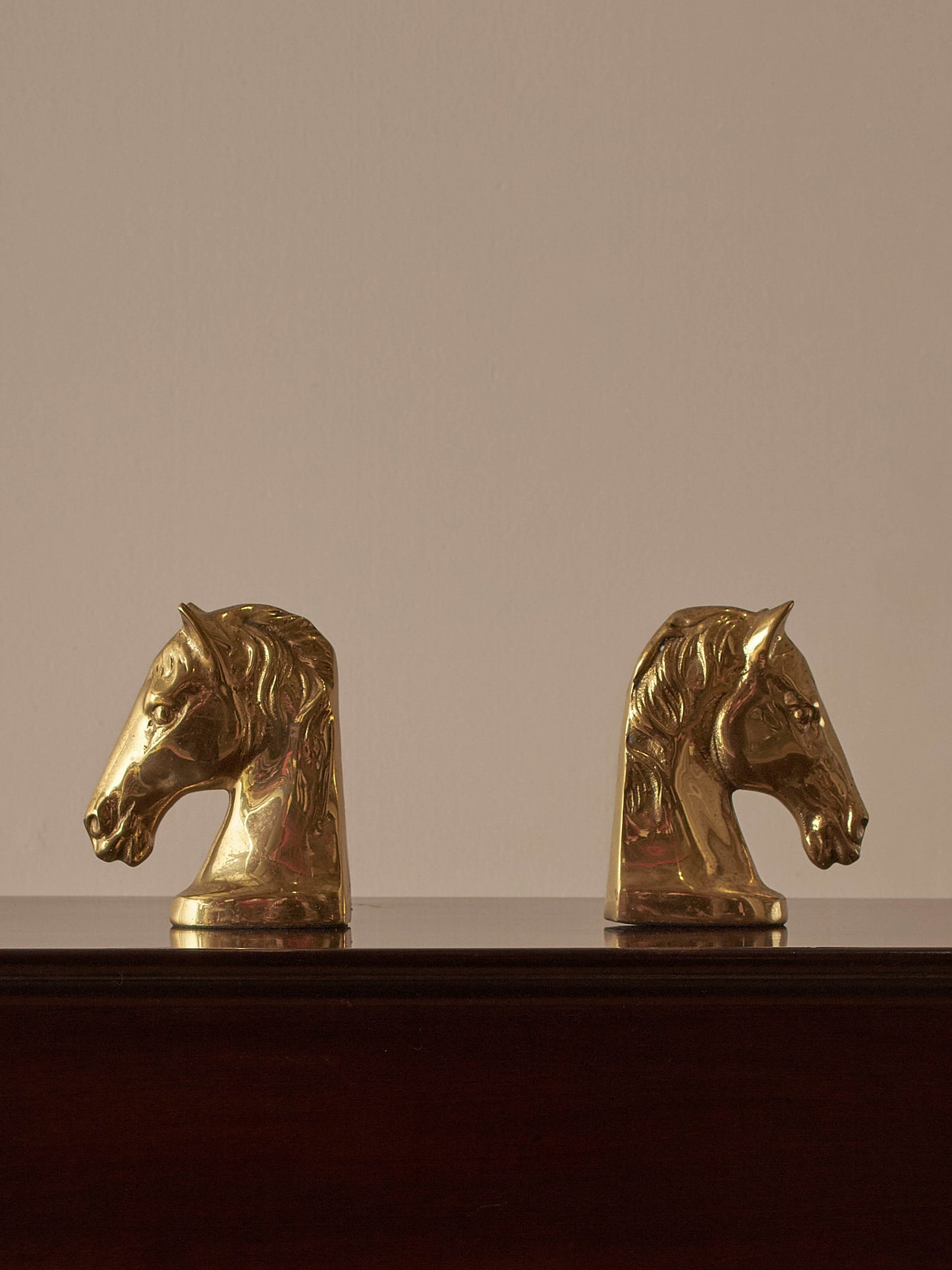 Pair of vintage cast-brass horse bookends