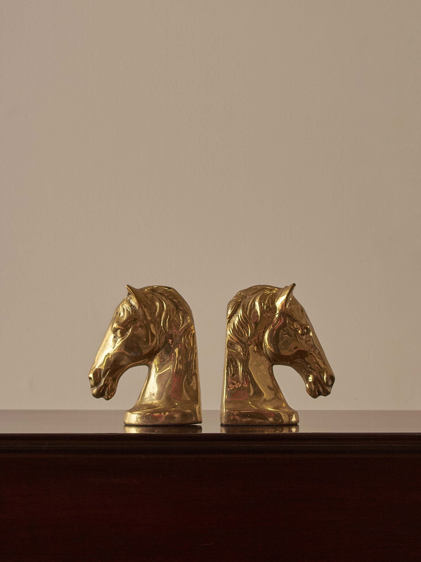 Pair of vintage cast-brass horse bookends