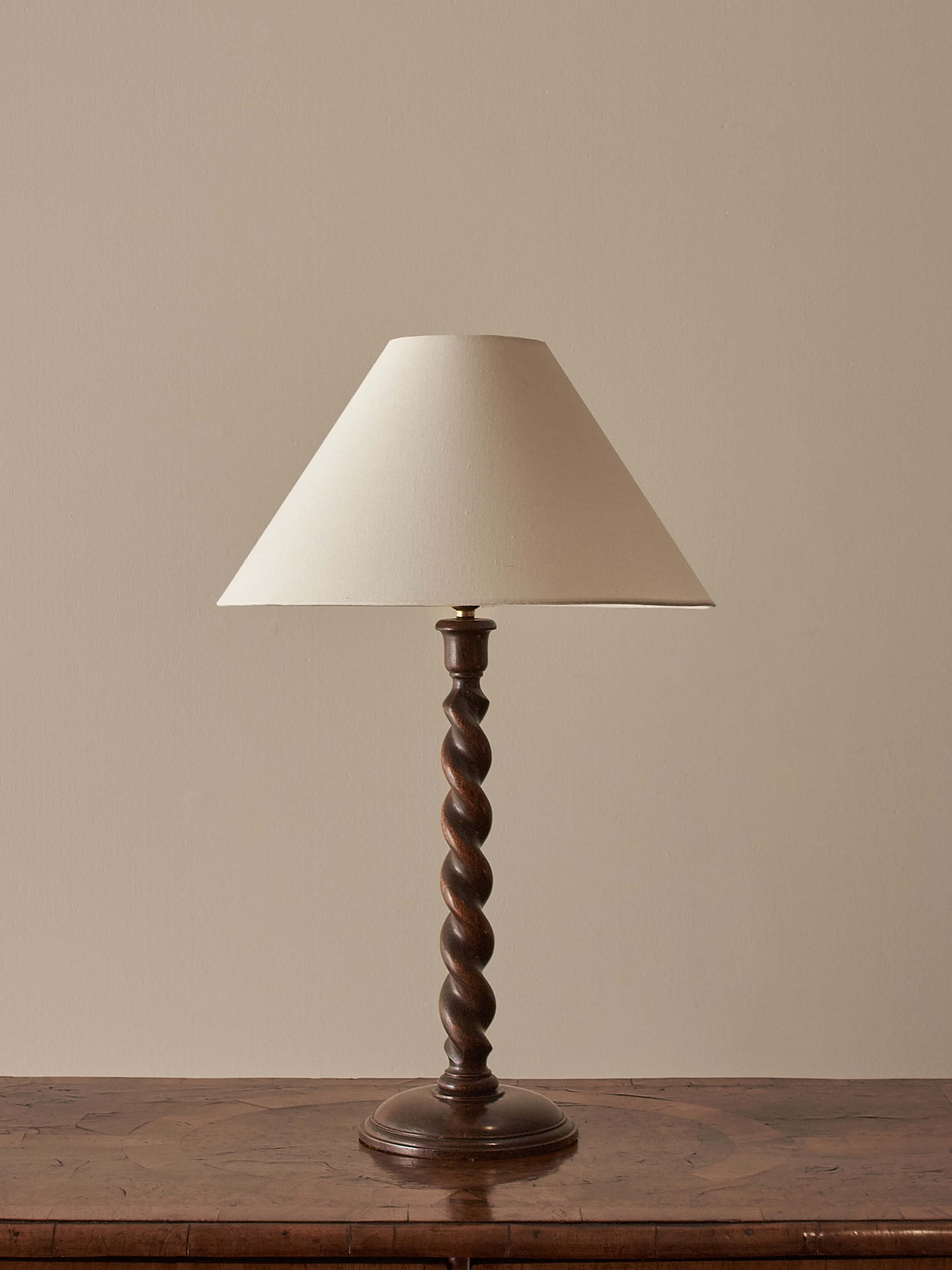 Vintage oak barley twist table lamp