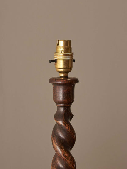 Vintage oak barley twist table lamp