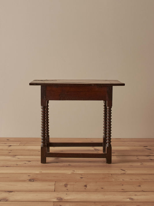 Antique oak bobbin side table