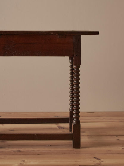Antique oak bobbin side table