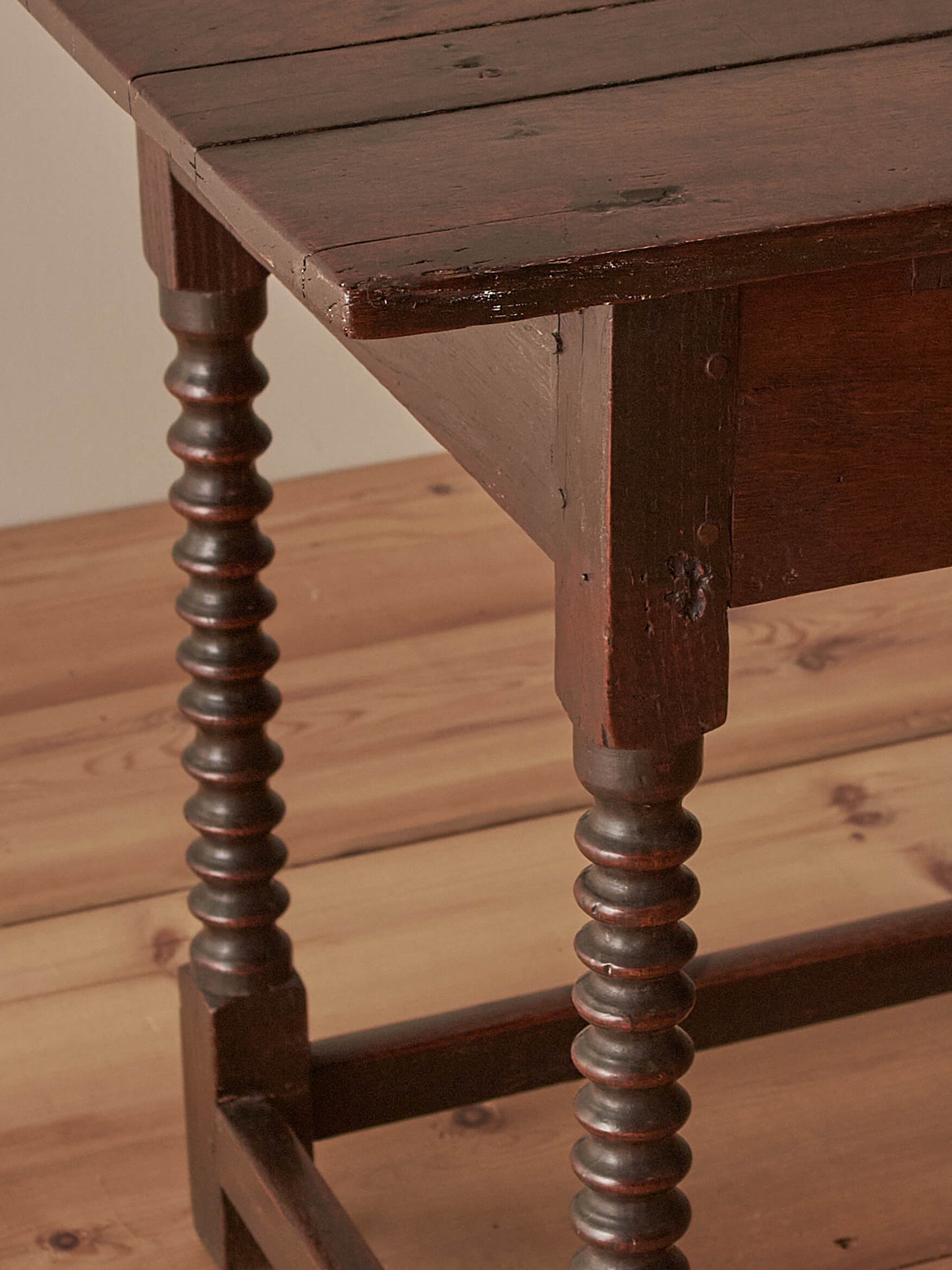 Antique oak bobbin side table