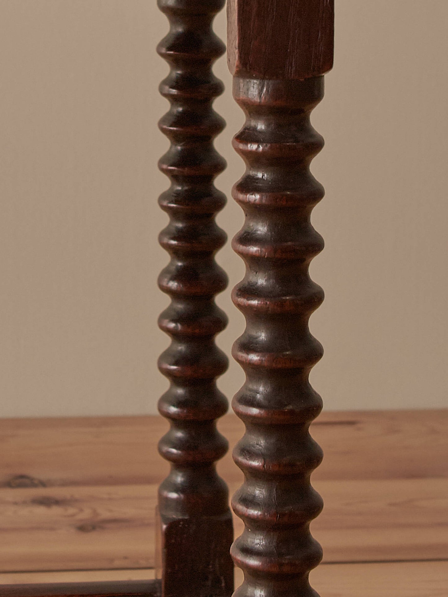 Antique oak bobbin side table