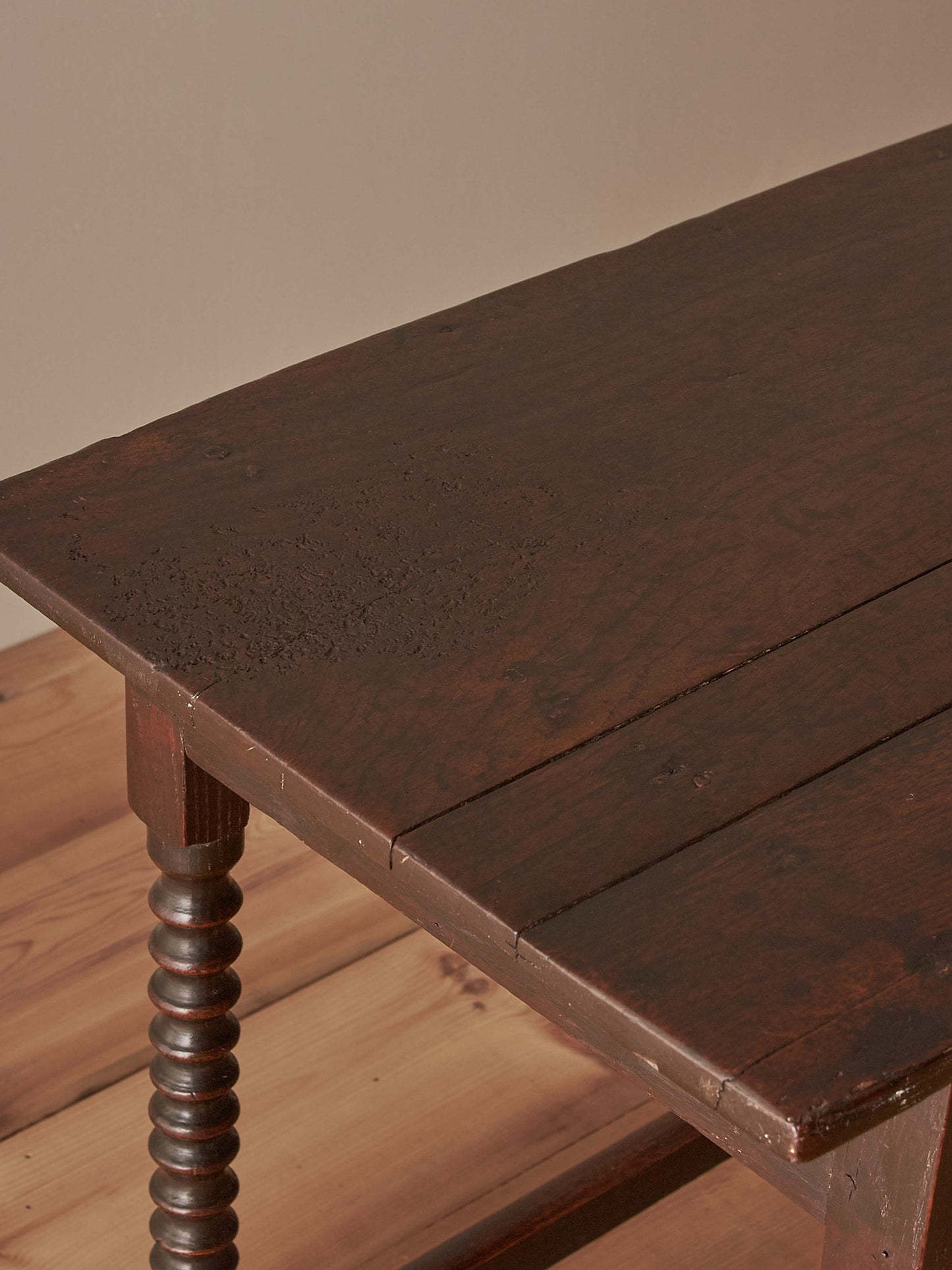 Antique oak bobbin side table