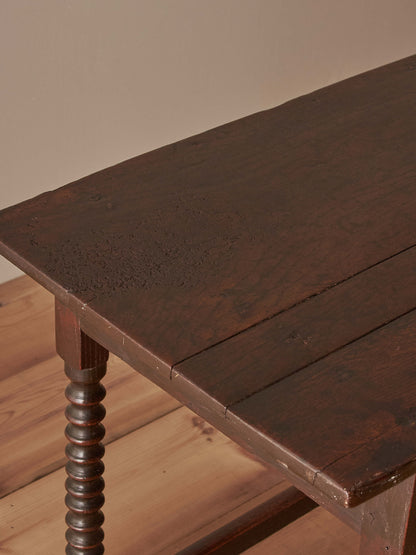 Antique oak bobbin side table