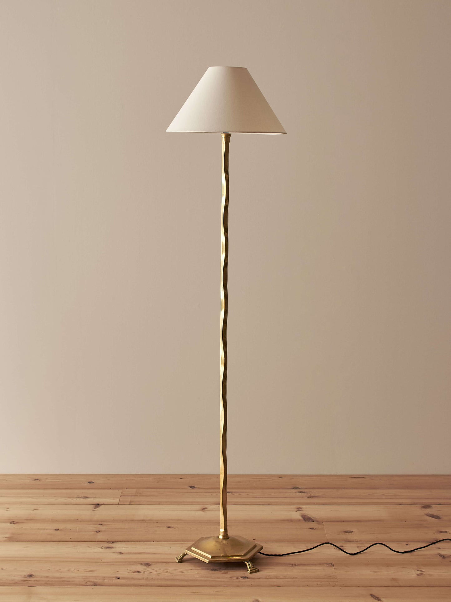 Mid-century twisted brass floor lamp