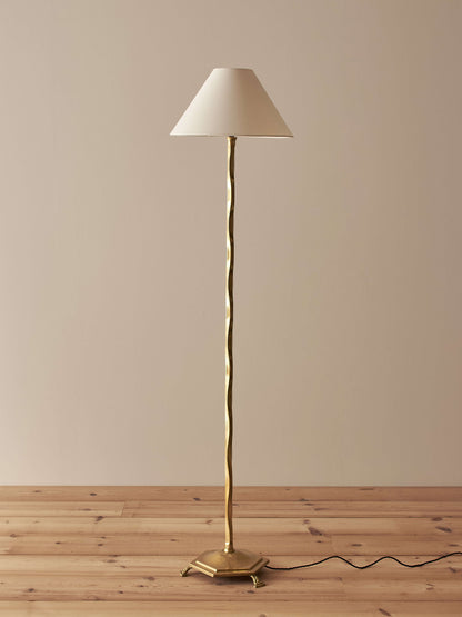 Mid-century twisted brass floor lamp
