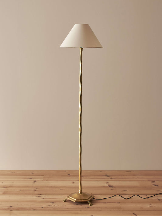 Mid-century twisted brass floor lamp