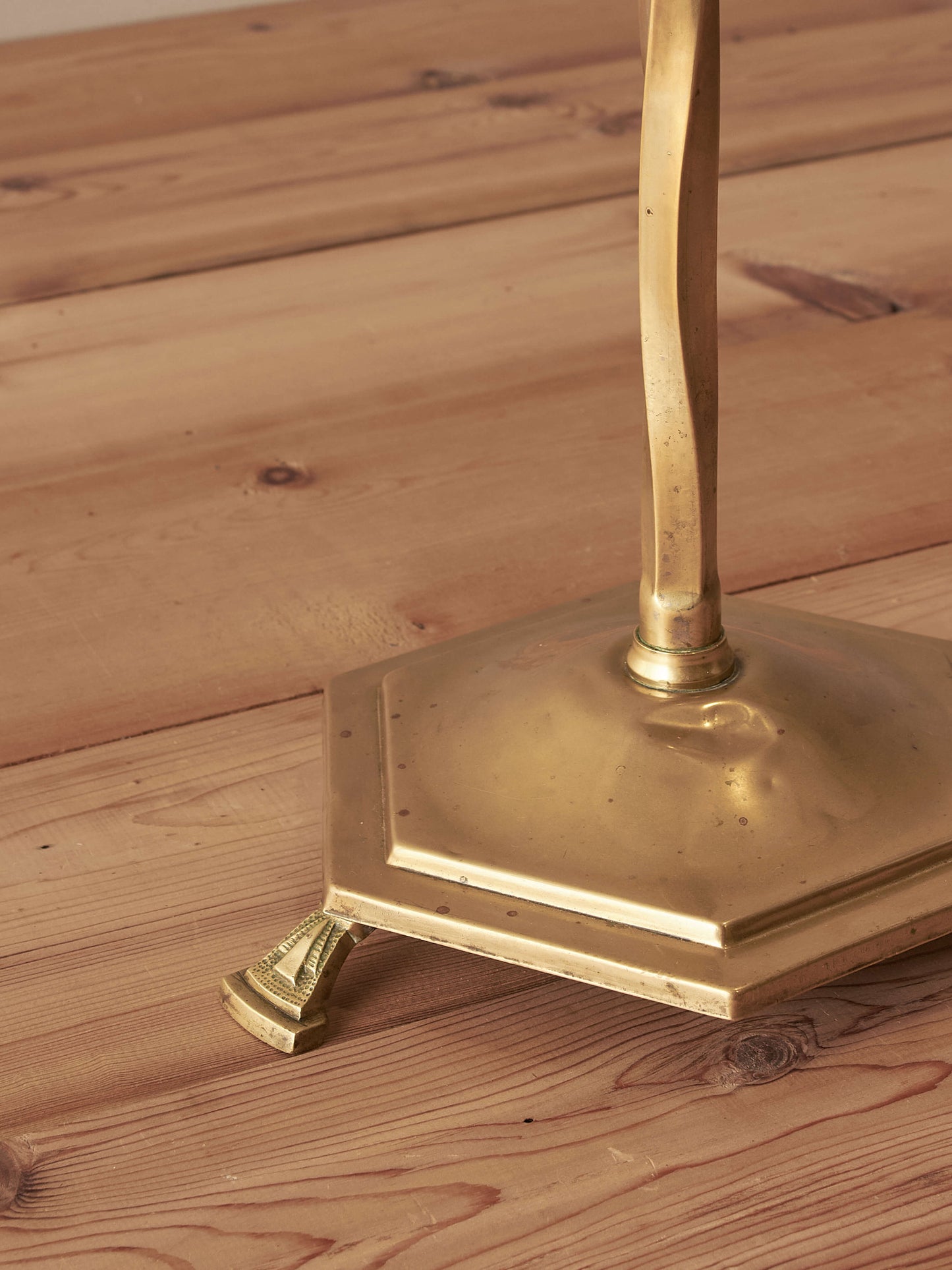 Mid-century twisted brass floor lamp