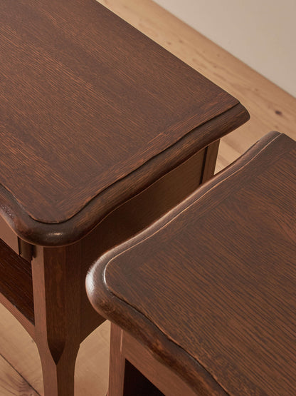 Pair of French vintage bedside tables with single drawers