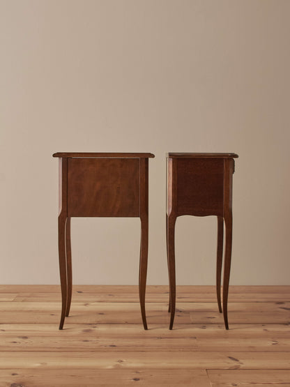 Pair of French vintage bedside tables with single drawers